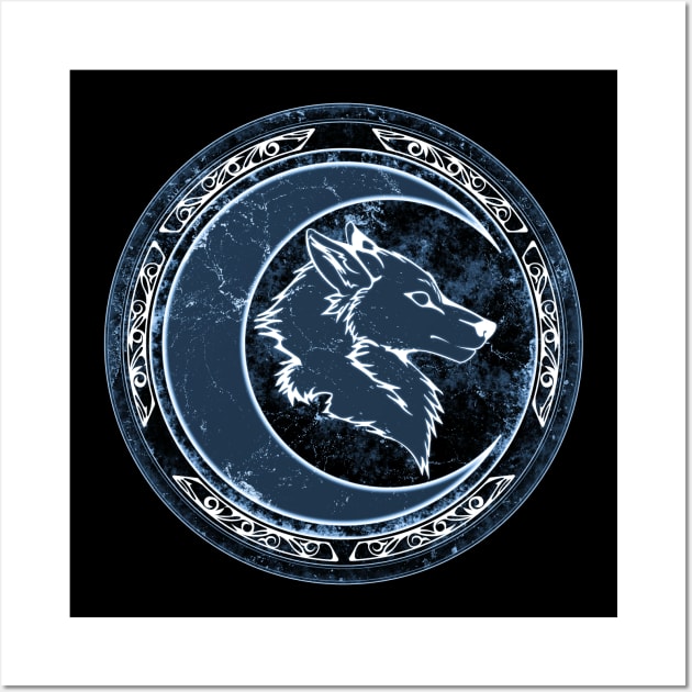 Wolf and Moon Wall Art by NicGrayTees